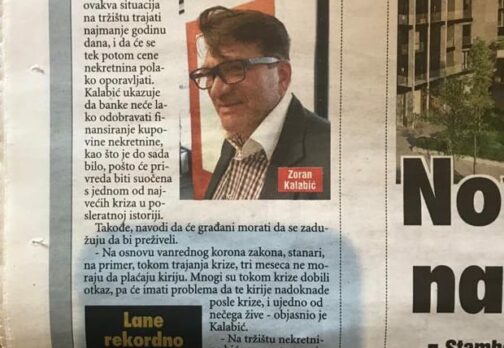 Zoran Kalabic Zeitungsartikel Novac