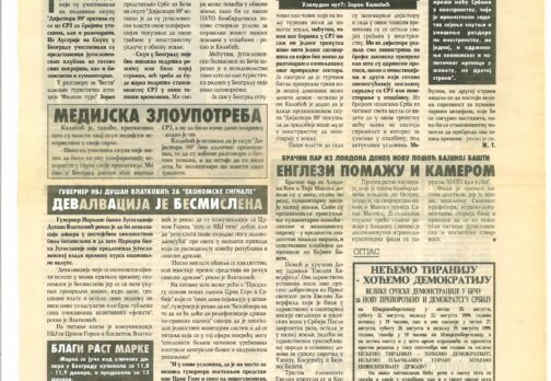 Interview with Zoran Kalabic in Serbian Magazine Dnevnik