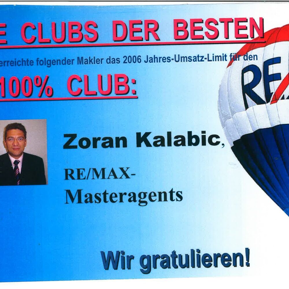 Zoran Kalabic Award for Best Broker 2009 at Remax