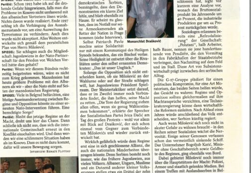 Zoran Kalabic and Slobodan Milosevic Interview in German Magazine