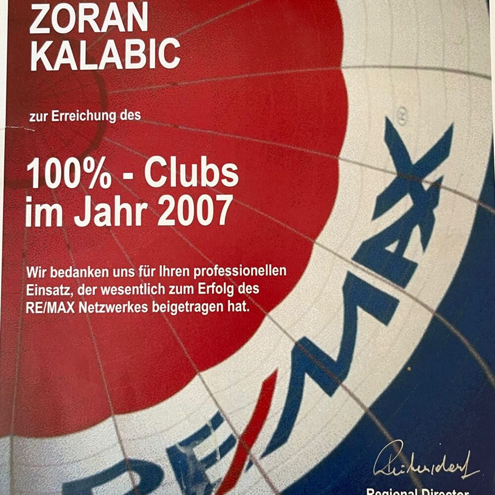 Zoran Kalabic award for REMAX 2007